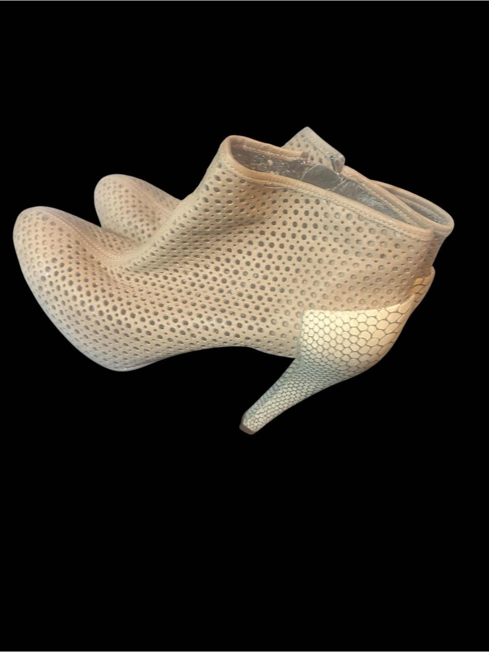 Women’s Perforated Cream Ankle Booties